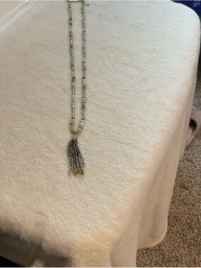 Multi-Color Beaded Tassel Necklace — Pastel Mix